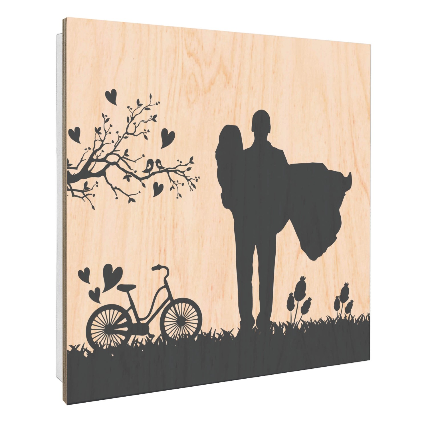 Banjado Schlüsselkasten mit Holzfront 30x30cm Weiß Scharnier Links 50 Haken günstig online kaufen