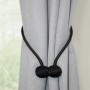 Gardinia Raffhalter Flex-S, schwarz, 2er-Set. Magnet-Halterung für Gardinen und Vorhänge.