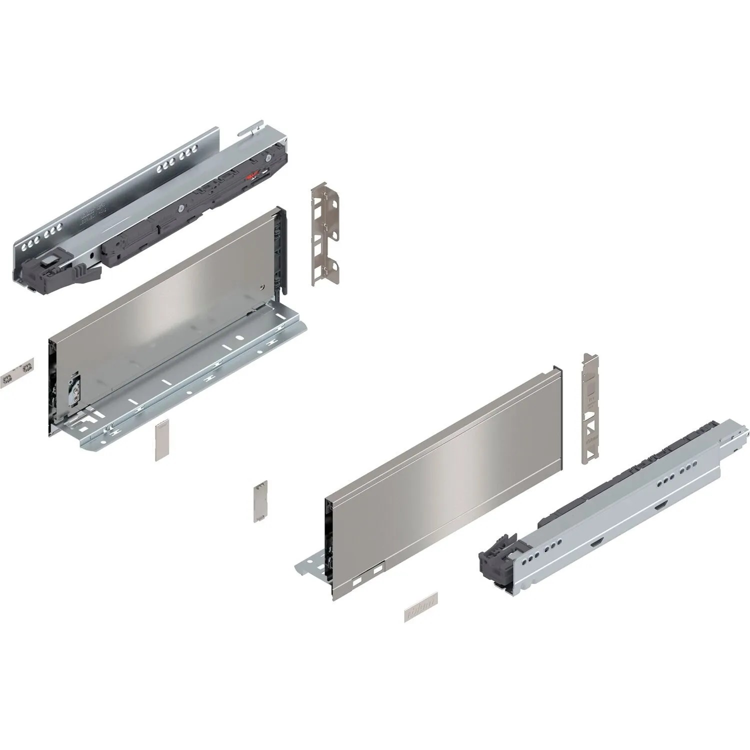 Blum Legrabox Pure Set Höhe K Tip-On Vollauszug 350 mm 40 kg Inox 1 Paar