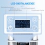 Detailansicht der HOMCOM Eiswürfelmaschine mit digitaler Anzeige für Timer, Reinigung und Eisdicke.