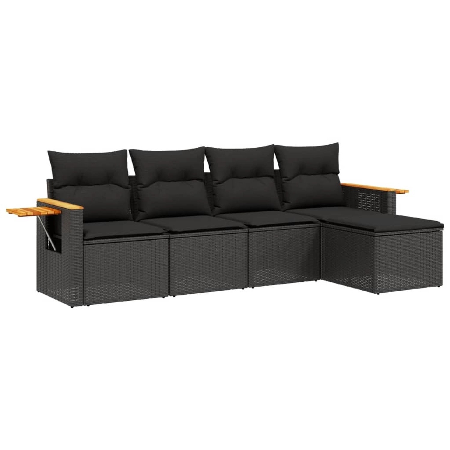vidaXL 5-Tlg Garten-Sofagarnitur mit Kissen Schwarz Poly Rattan 3226755 günstig online kaufen
