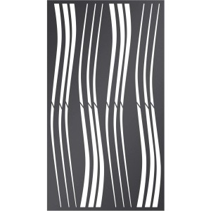 Eleo Sichtschutz Arno Metall, anthrazitfarbener Gartenzaun mit dynamischem Wellenmuster.