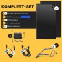 Solakon Balkonkraftwerk Komplettset: 2 schwarze Solarmodule, 800W Wechselrichter, Kabel und Balkonhalterung für Photovoltaik.