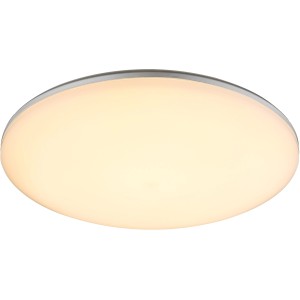 Runde LED Deckenleuchte DORI in Silber und Weiß für Bad und Außenbereich.