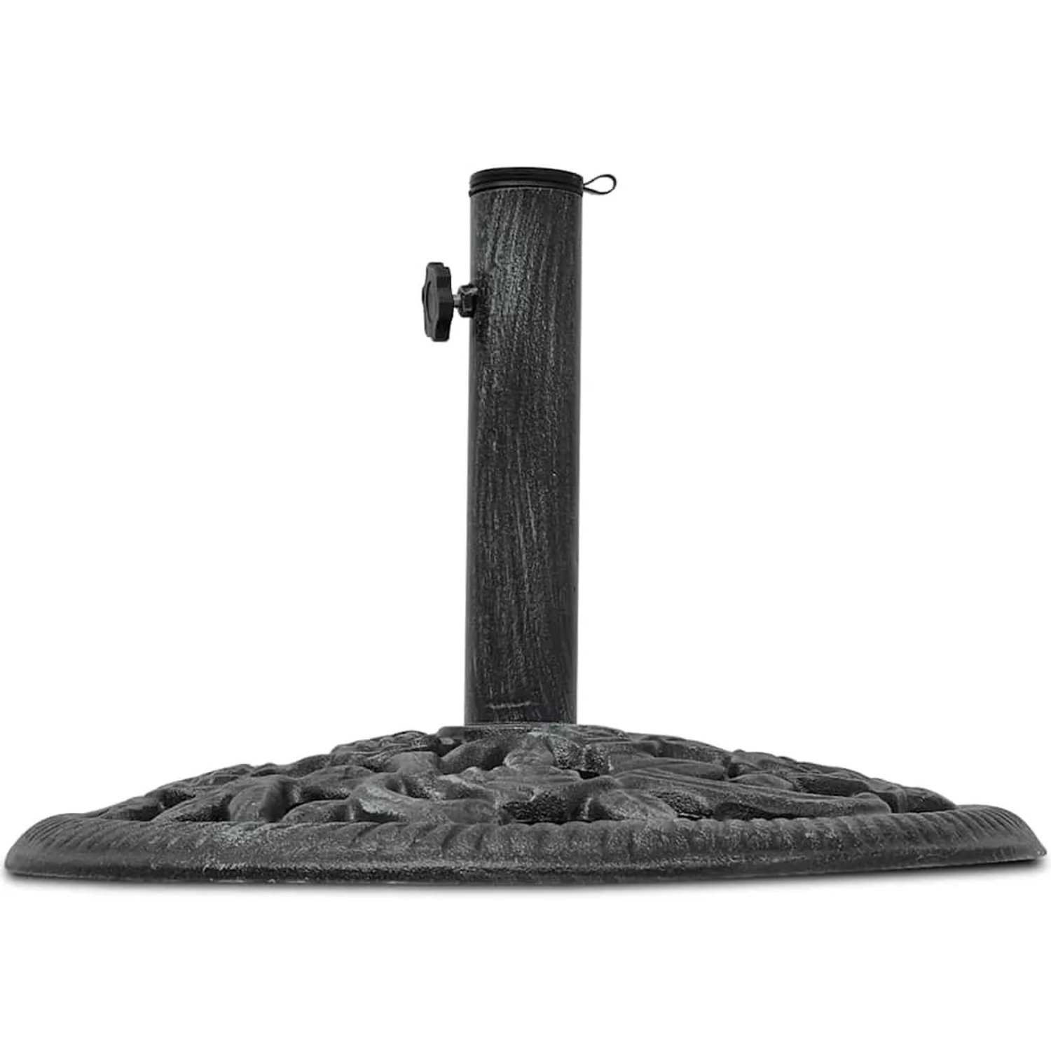 Schirmständer aus Gusseisen, 12 kg, mit Blumenmuster für Sonnenschirme bis 48 mm Durchmesser.
