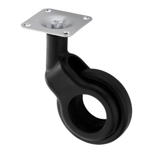 SOTECH Design Möbelrolle BONN, schwarz, Ø60 mm, mit PU-Rolle und verzinkter Stahl-Montageplatte. Lenkrolle für Möbel.
