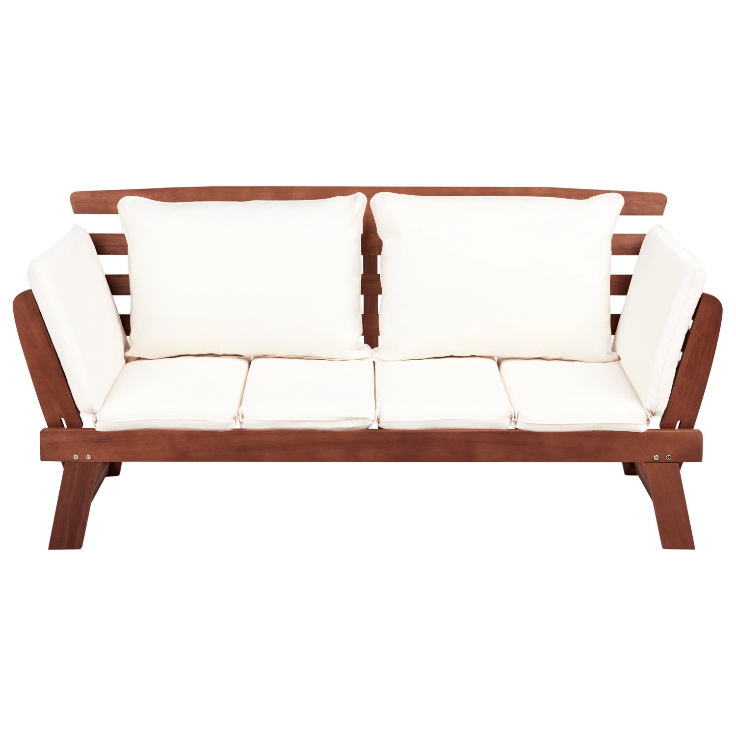 Beliani Gartenbank Dunkler Holzfarbton Weiss 66x210x82 günstig online kaufen