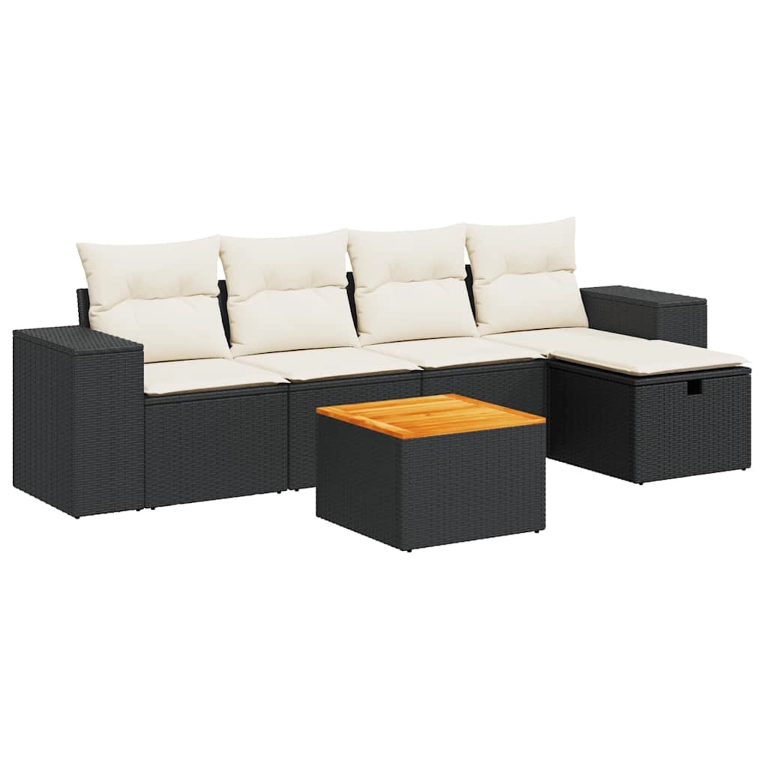 vidaXL 6-Tlg Garten-Sofagarnitur mit Kissen Schwarz Poly Rattan 3325864 günstig online kaufen