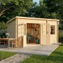Alpholz Gartenhaus Maria-28 aus Holz, 450x250 cm, mit Doppeltür und Geräteschuppen.