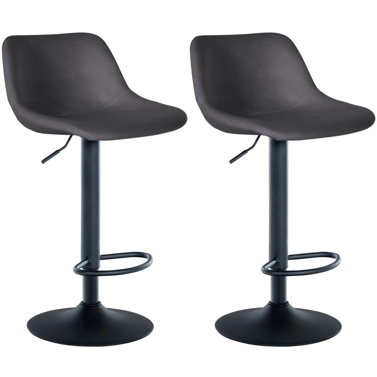 CLP 2er Set Barhocker Loft dunkelgrau/Samt