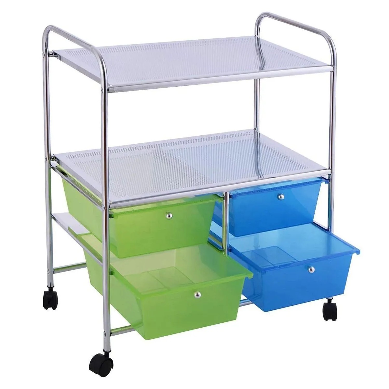 Costway Rollwagen mit 4 Stapelbaren Schubladen Badrollwagen Grün günstig online kaufen