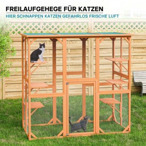 Wiltec Freilaufgehege Katze 168X82X1665Cm 6 Liegeflächen Wetterfest Katzengehege