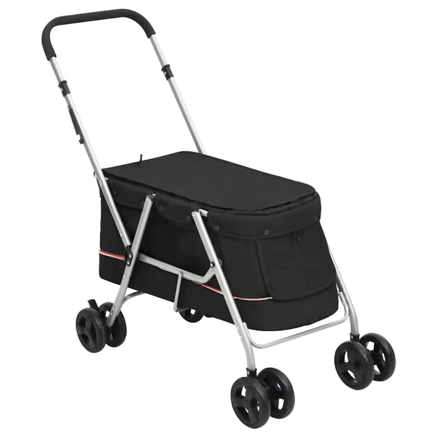vidaXL Hundewagen Faltbar Schwarz 100x49x96 cm Leinenstoff 172202