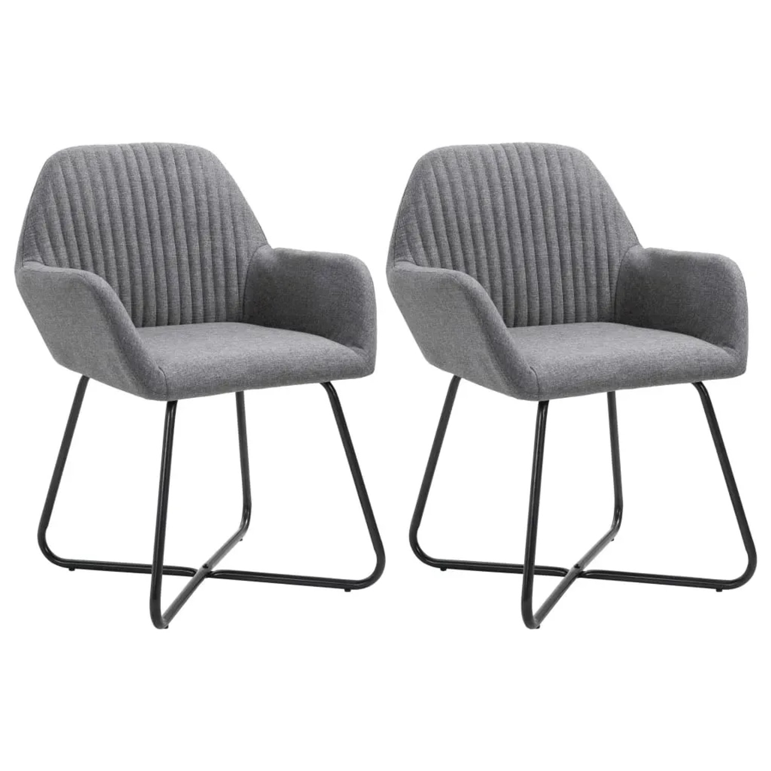 vidaXL Esszimmerstühle 2 Stk Dunkelgrau Stoff 249808