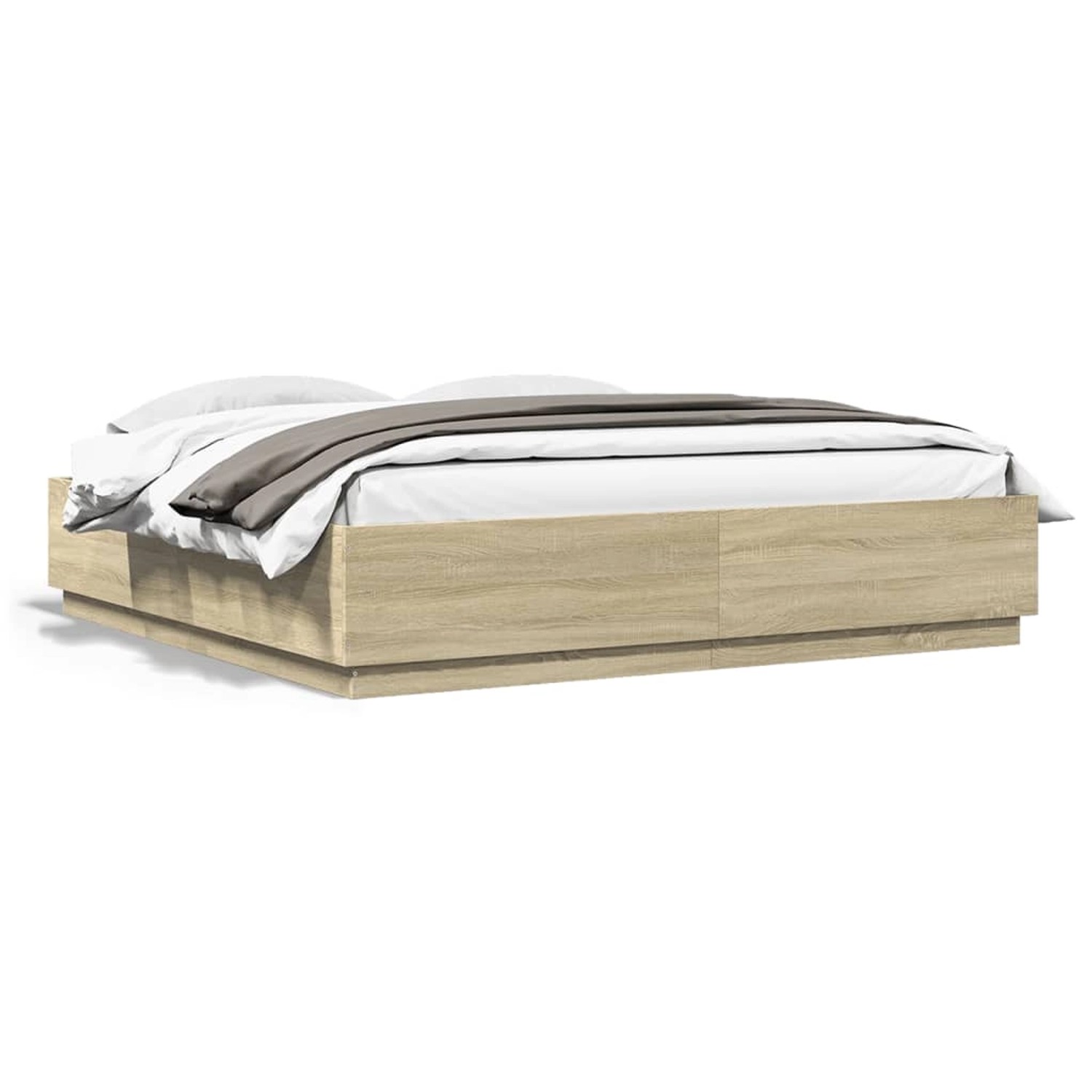 vidaXL Bettgestell Sonoma-Eiche 200x200 cm Holzwerkstoff 3209676 günstig online kaufen