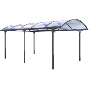 KGT Runddach Carport Elbe, 312x531 cm, mit Doppelstegplatten und Aluminiumkonstruktion.