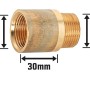 Hahnverlängerung aus Rotguss, 24,1 mm x 26,4 mm, 30 mm lang, für Gewindefittings.