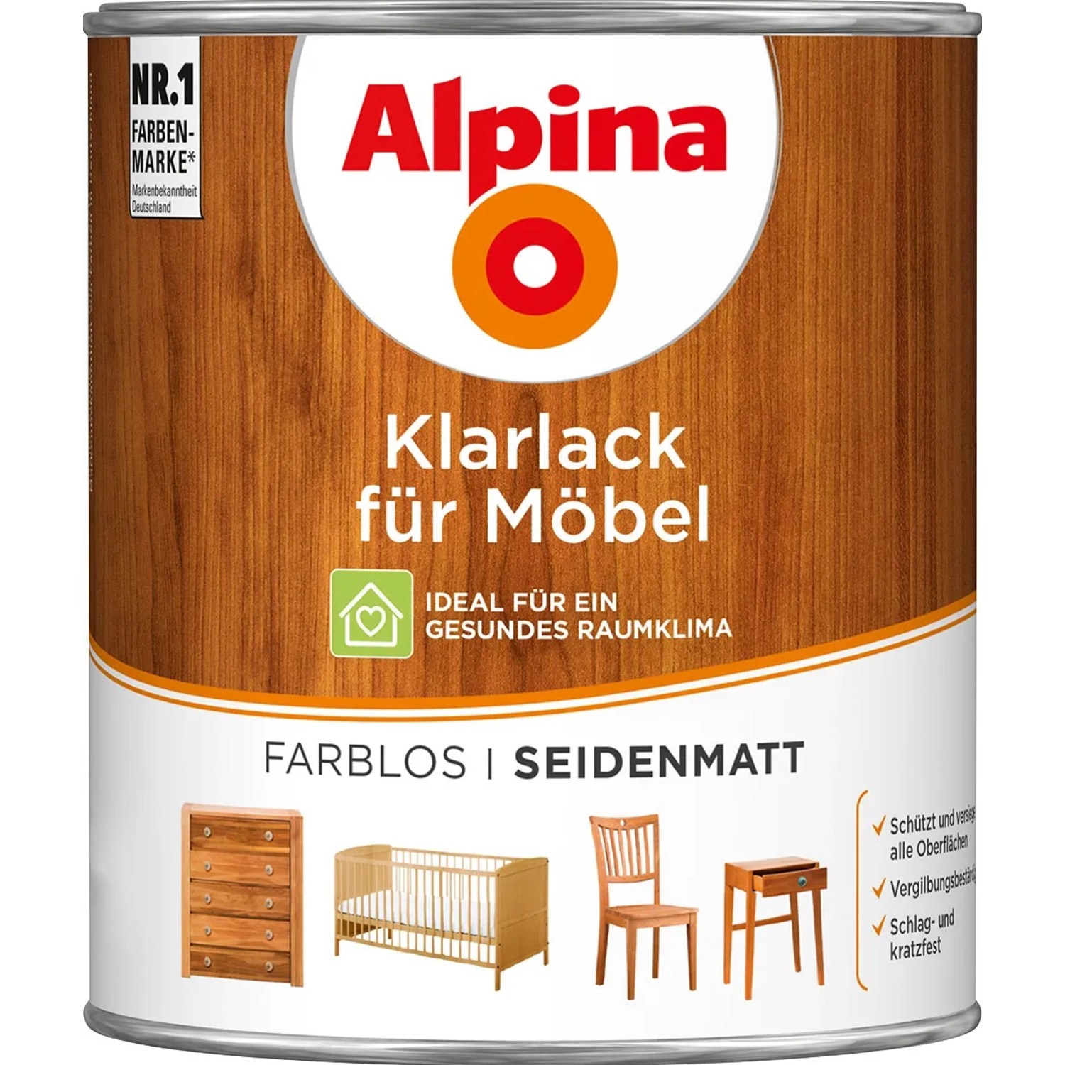 Alpina Klarlack für Möbel Transparent seidenmatt 750 ml