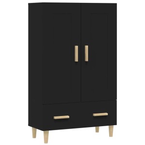 Schwarzes Highboard von vidaXL, 70x31x115 cm, mit zwei Türen und einer Schublade.