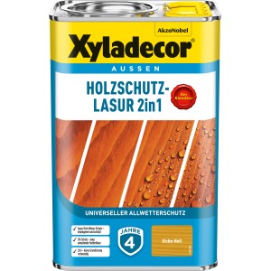 Dose Xyladecor Holzschutz-Lasur 2in1 Eiche-Hell, matt, 4 Liter. Holzlasur für Aussen.