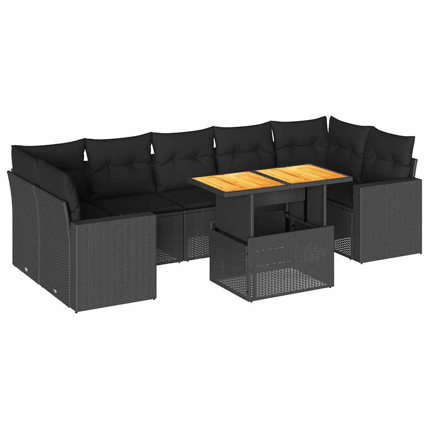 vidaXL 8-Tlg Garten-Sofagarnitur mit Kissen Schwarz Poly Rattan 3327009 günstig online kaufen