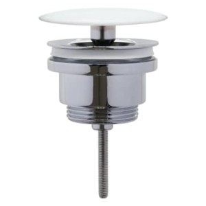 Kronenbach Ablaufventil für Waschtisch ohne Überlauf, mit weißer Keramikabdeckung.
