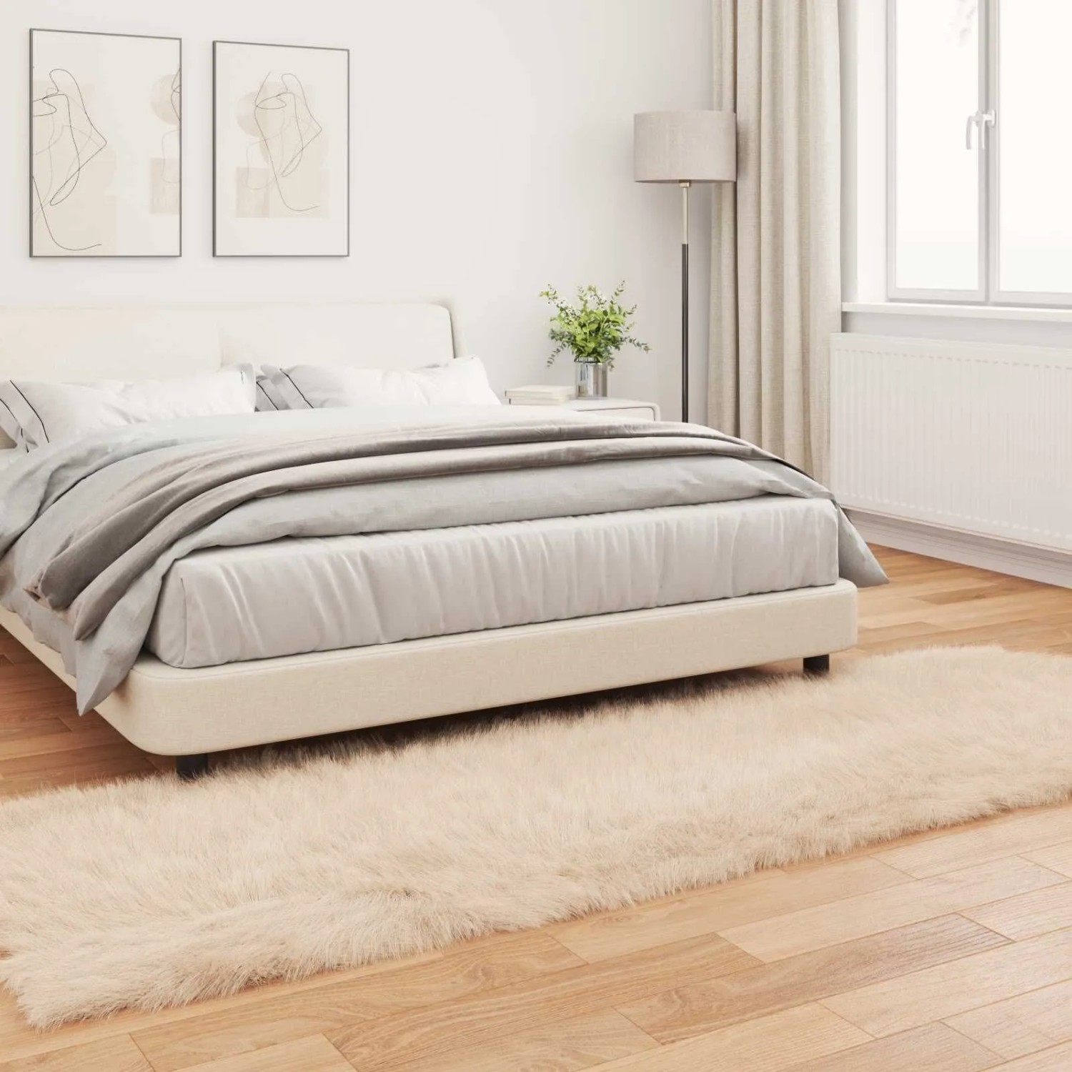 vidaXL Kunstschaffell Teppich Tafalla Beige 80 x 250 cm Polyester 42021480_4