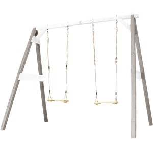 Axi 4-in-1 SportsFun Schaukelgestell mit zwei Schaukelsitzen, grau und weiß.