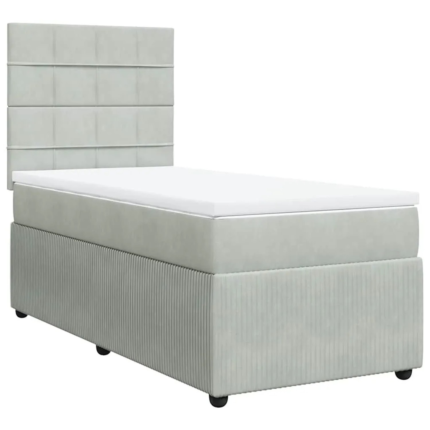 vidaXL Boxspringbett mit Matratze Hellgrau 100x200 cm Samt 3294562 günstig online kaufen