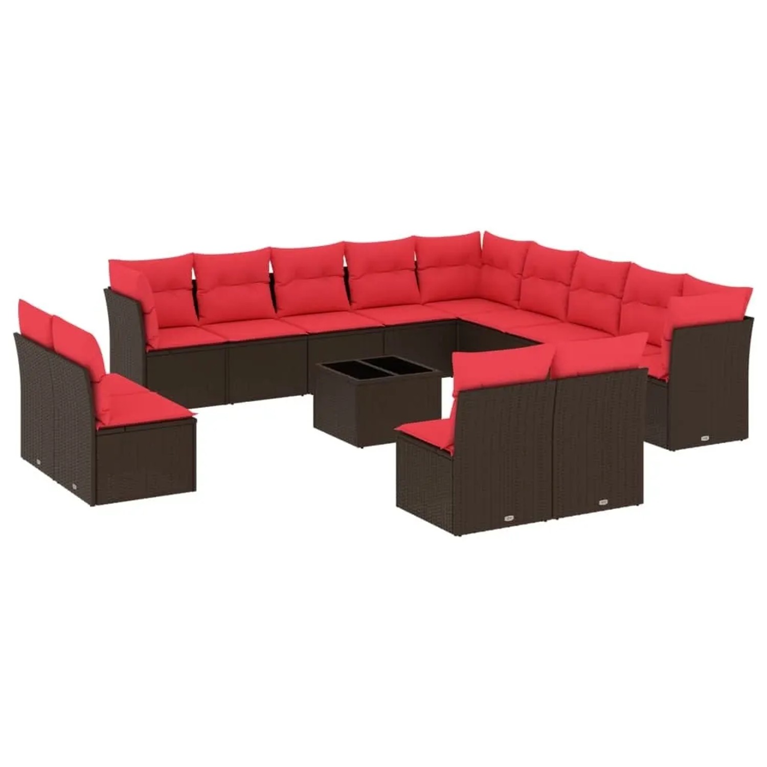 vidaXL 14-Tlg Gartensofa-Set mit Kissen Braun Polyrattan 3218504 günstig online kaufen