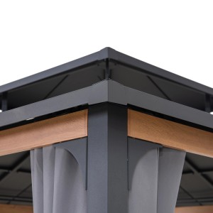 Detailansicht Sunjoy Vorhang am Zedernholz Gazebo 300x300 cm, Terrassenüberdachung.