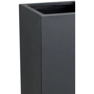 Detailansicht: Anthrazitfarbener, eckiger Vivanno Pflanzkübel Block, 75cm hoch.