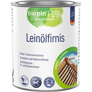 Dose Biopin Leinölfirnis Transparent 750ml für Holzschutz und Grundierung.