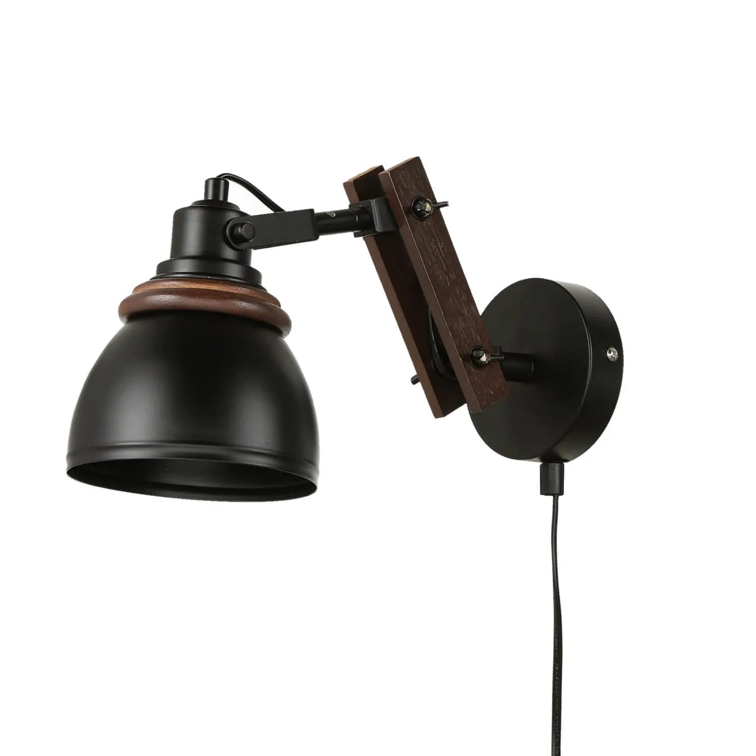 EASYLIGHT Wandlampe Mit Kabel Stecker Schalter E14 Schwarz Natur Retro