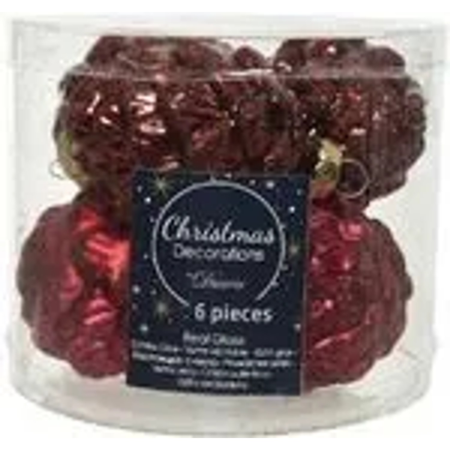 Kaemingk Christbaumschmuck Zapfen Glas  5 cm Laenge 7 cm 6 Stueck Ochsenblut