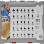 Bosch Fräser-Set, 30-teilig, 8 mm Schaft, in grauer Aufbewahrungsbox mit Klarsichtdeckel.