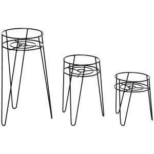 Outsunny Pflanzenständer-Set Stahl 26L x 23B x 42H cm Schwarz