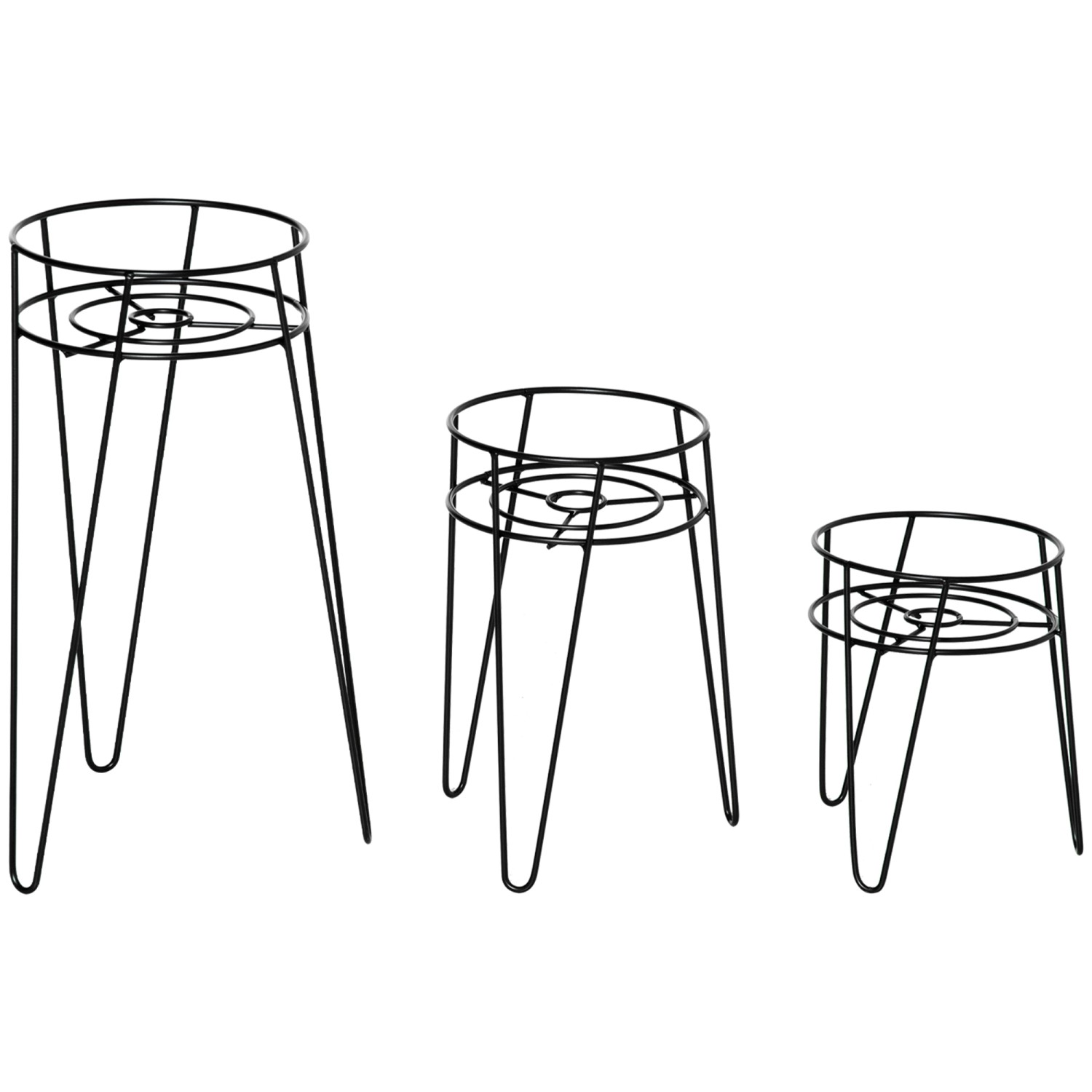 Outsunny Pflanzenständer-Set Stahl 26L x 23B x 42H cm Schwarz günstig online kaufen