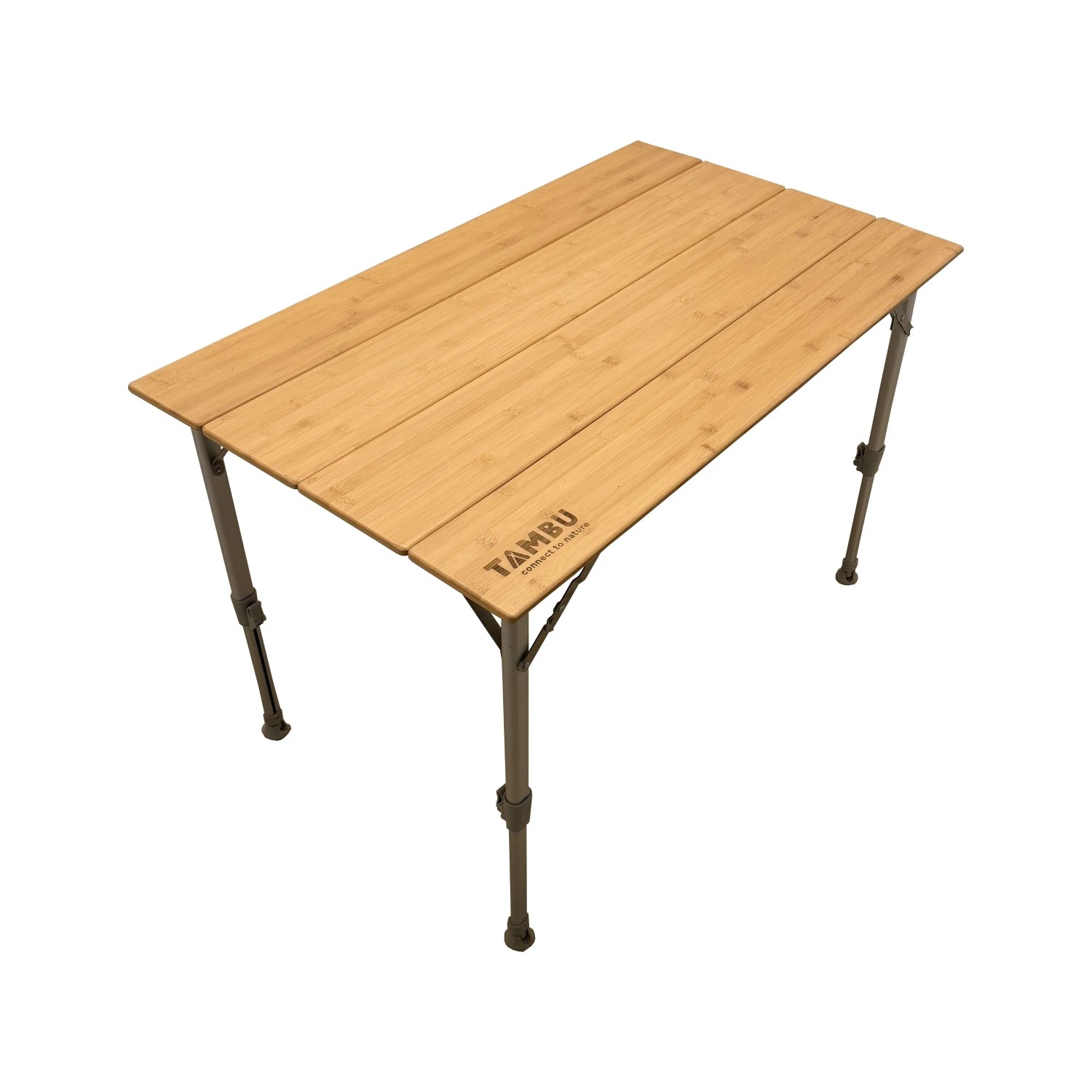 TAMBU Campingtisch BISTA 100 x 60 cm Höhenverstellbar Faltbar mit Bambusplatte