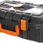 Worx Werkzeugkoffer WA0071, stapelbarer Koffer mit orangefarbenem Griff.