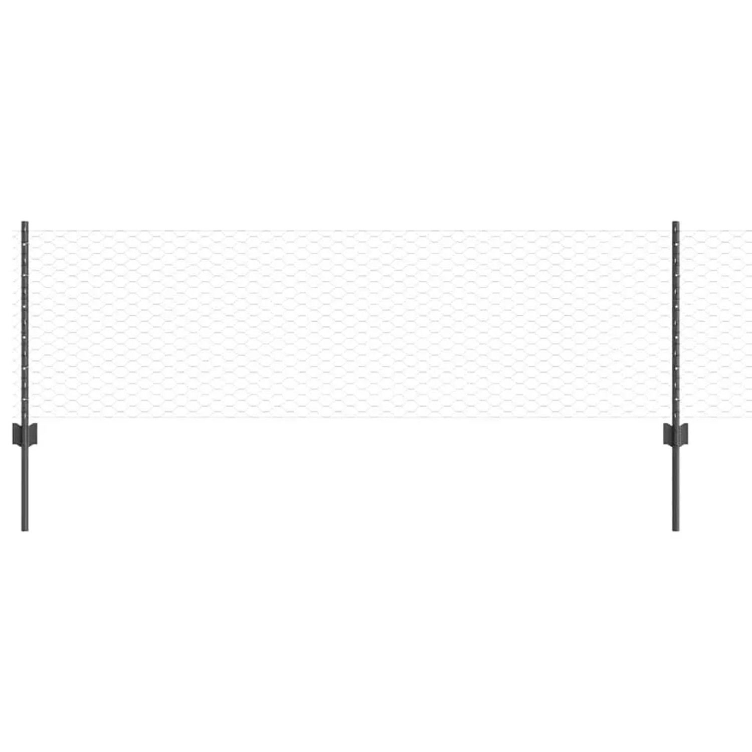 vidaXL Zaun mit Pfosten Grau 0,6 x 100 m Stahl und PVC 3336923