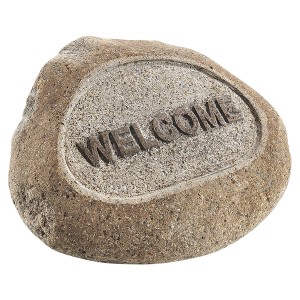 Kobolo Dekostein WELCOME aus Naturstein, handgefertigte Garten Deko mit Willkommensgruß.