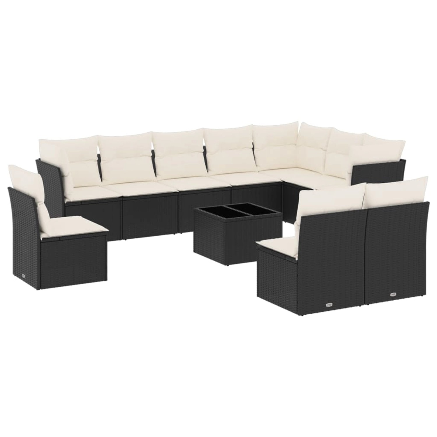 vidaXL 11-Tlg Garten-Sofagarnitur mit Kissen Schwarz Poly Rattan 3249645 günstig online kaufen
