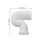 Weißer S-Siphon für Stand-WC, kürzbar, senkrechter Abgang, ca. 310x250mm. Kunststoff S-Anschluss.