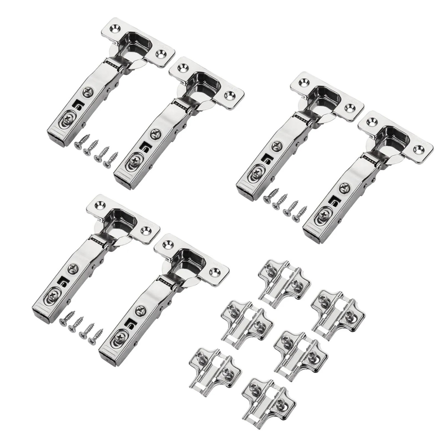 SOTECH 6x Topfband Eckanschlag Gedämpft T45 Softclose 100 Grad Klickmontage Edelstahl SS304 SS201 inkl. Kreuzmontageplatte und Schrauben
