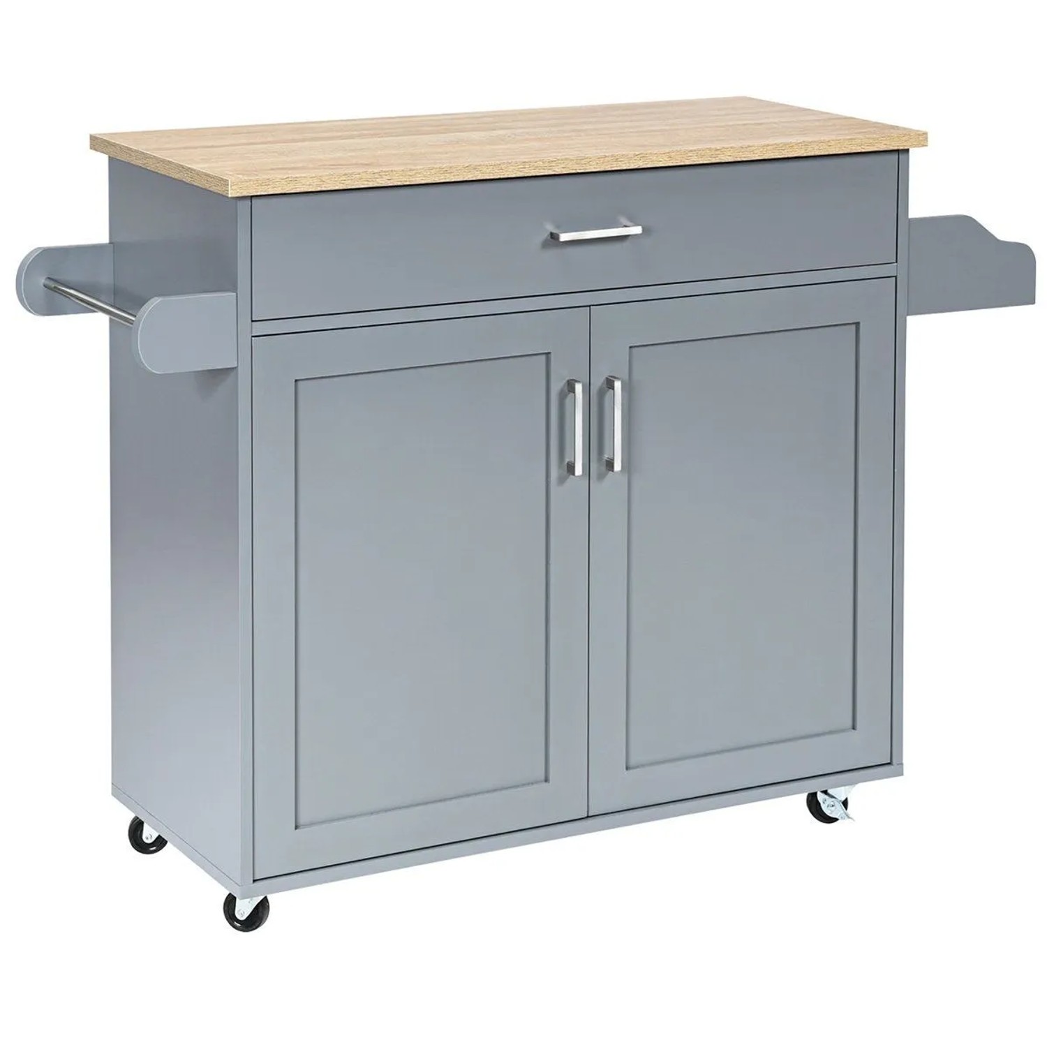 Costway Küchenwagen mit Rollen Aus Holz Grau 116 x 40 x 85 cm günstig online kaufen