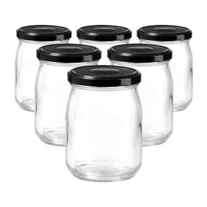 Ritzenhoff & Breker Kitchen Love Einmachgläser, 6er Set, 500 ml, mit schwarzen Schraubdeckeln.