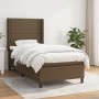 Boxspringbett dunkelbraun, 90x190 cm mit Stoffbezug, inklusive Matratze und Topper.