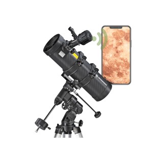 Bresser Teleskop-Set Spica Plus EQ mit WLAN-Kamera und Stativ zur Himmelsbeobachtung.