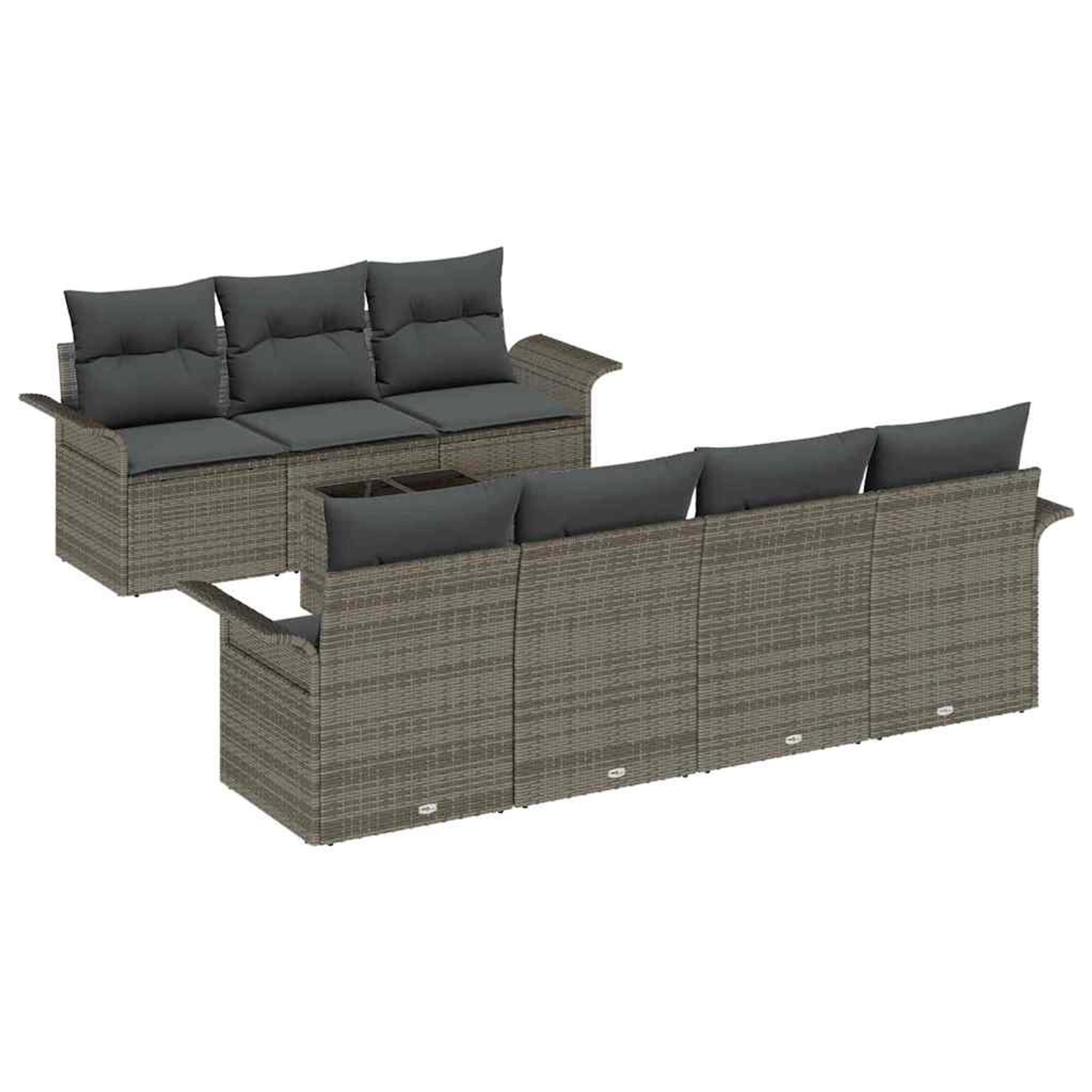 vidaXL Garten-Sofa-Set 8-Tlg Grau Poly Rattan 3345269 günstig online kaufen